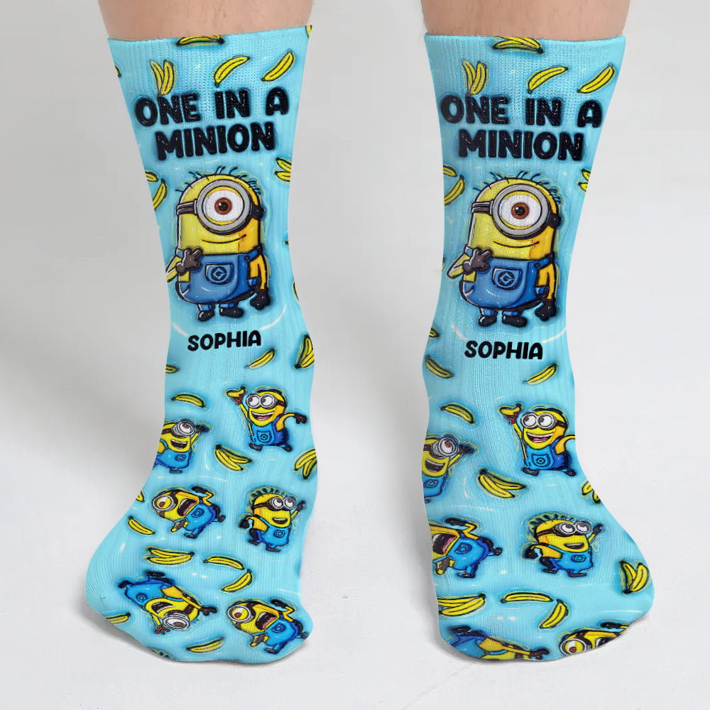 Personalized Minion Socks Custom Name Fun Gift for Kids Socks GradoCreations