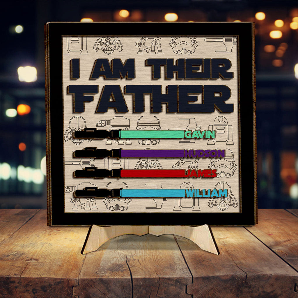 Personalized 2 Layered Wood Plaque I Am Their Father Gift for Dad 2 Layered Wood Sign GradoCreations