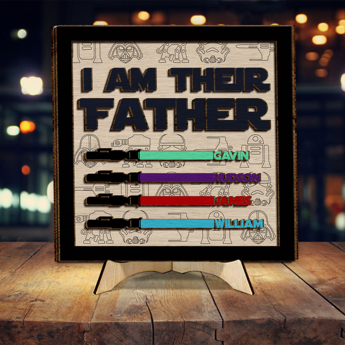 Personalized 2 Layered Wood Plaque I Am Their Father Gift for Dad 2 Layered Wood Sign GradoCreations