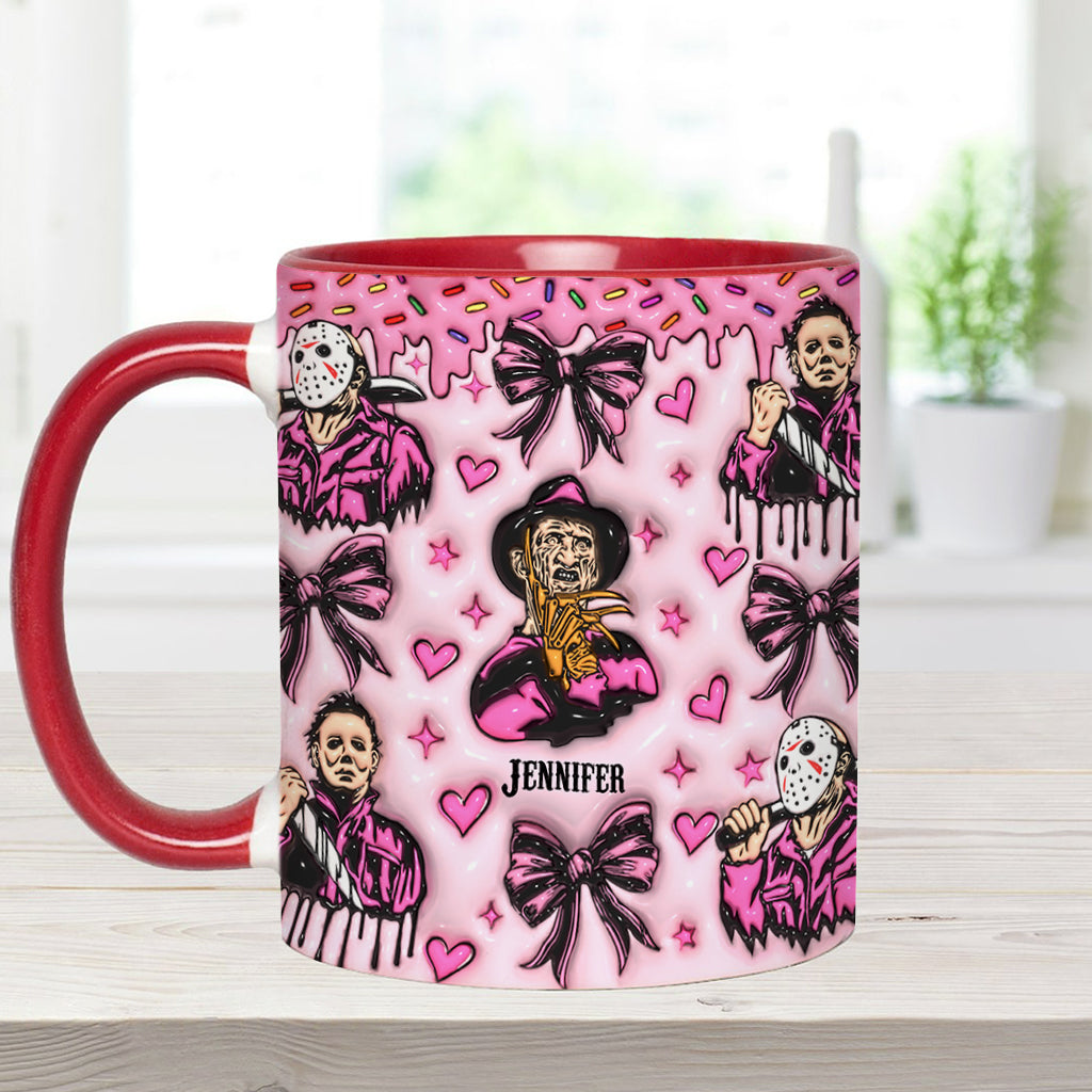 Personalized Pink Halloween Accent Mug with Custom Name Accent Mug GradoCreations