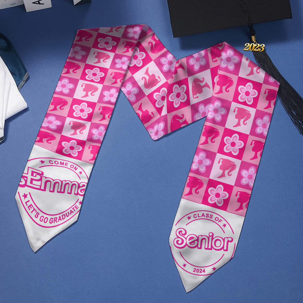 Personalized Pink Graduation Stole Custom Name for Seniors Graduation Stole GradoCreations