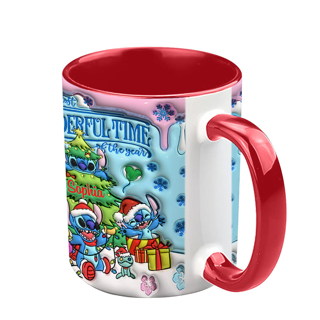Personalized Merry Stitchmas Accent Mug Custom Name Gift for Christmas Accent Mug GradoCreations
