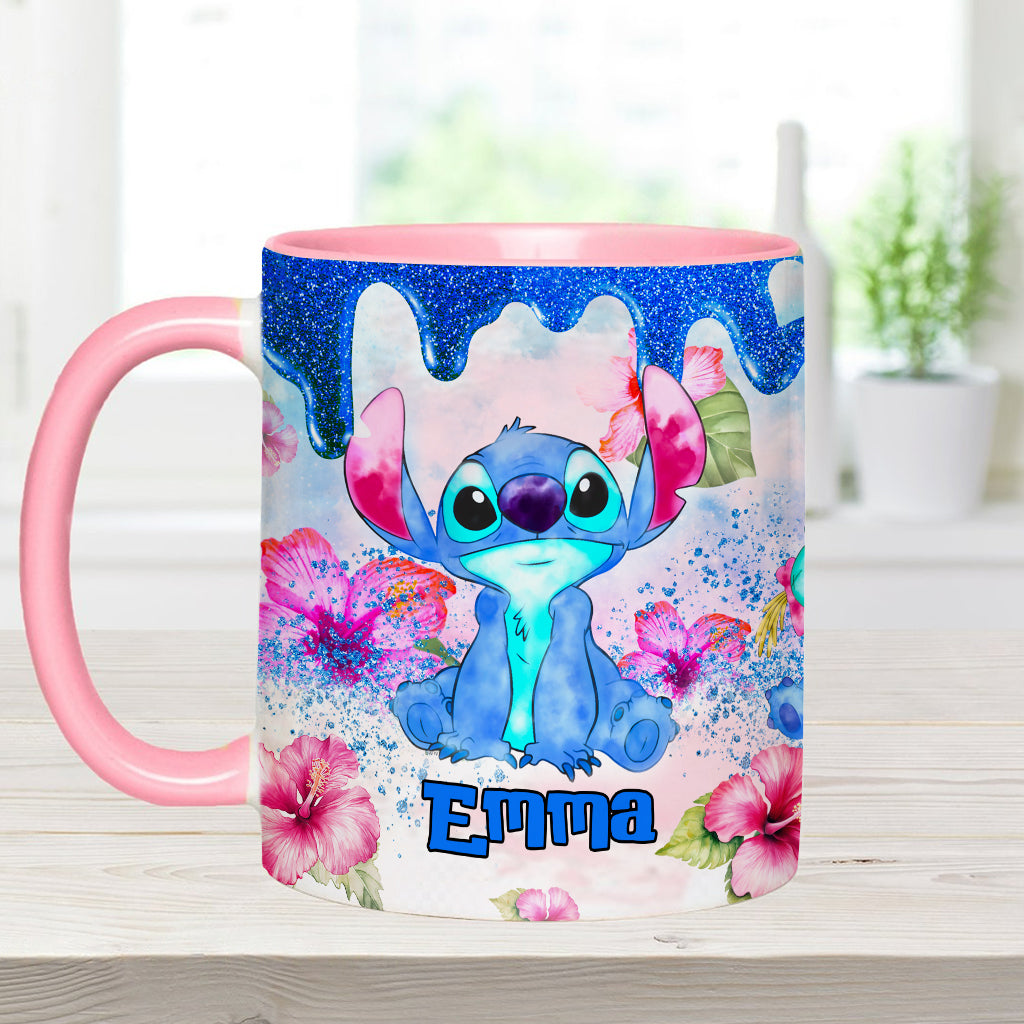 Personalized Ohana Accent Mug Colorful Floral Design Gift Accent Mug GradoCreations