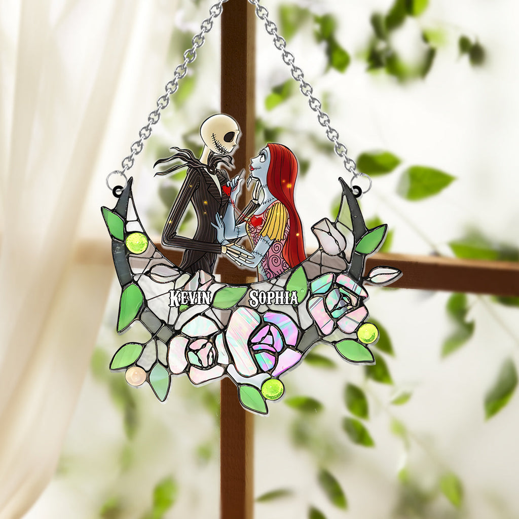 Personalized Nightmare Suncatcher Ornament with Roses for Home Decor Window Hanging Suncatcher Ornament GradoCreations
