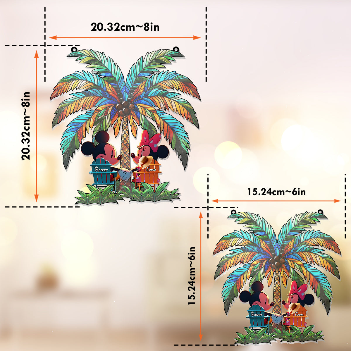 Personalized Palm Tree Suncatcher Ornament Custom Gift for Couple Window Hanging Suncatcher Ornament GradoCreations