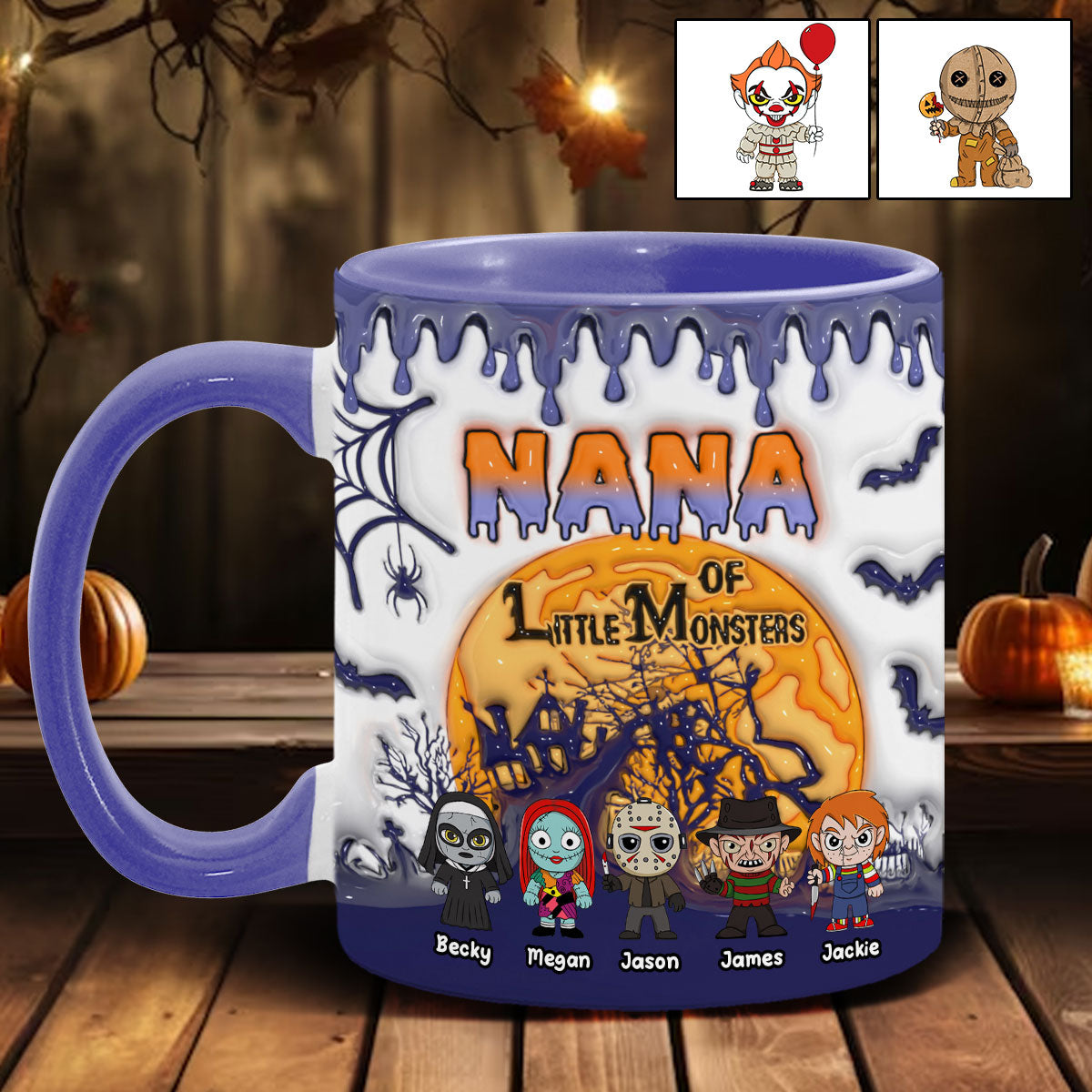 Personalized Halloween Mug for Grandma of Little Monsters Accent Mug GradoCreations