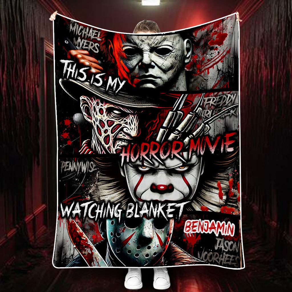 Personalized Horror Movie Watching Blanket Custom Name Gift Blanket GradoCreations