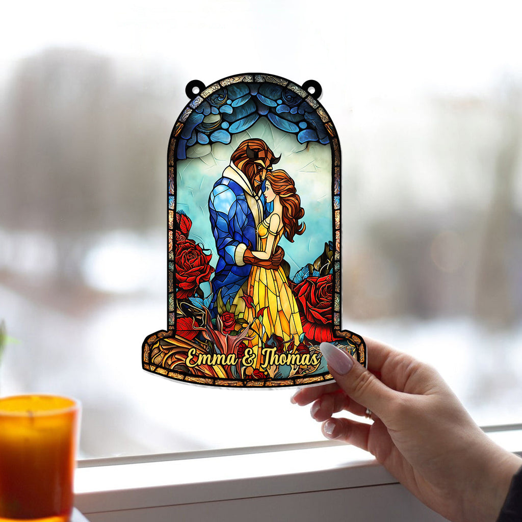 Personalized Couple Suncatcher Ornament Gift for Home Decor Window Hanging Suncatcher Ornament GradoCreations