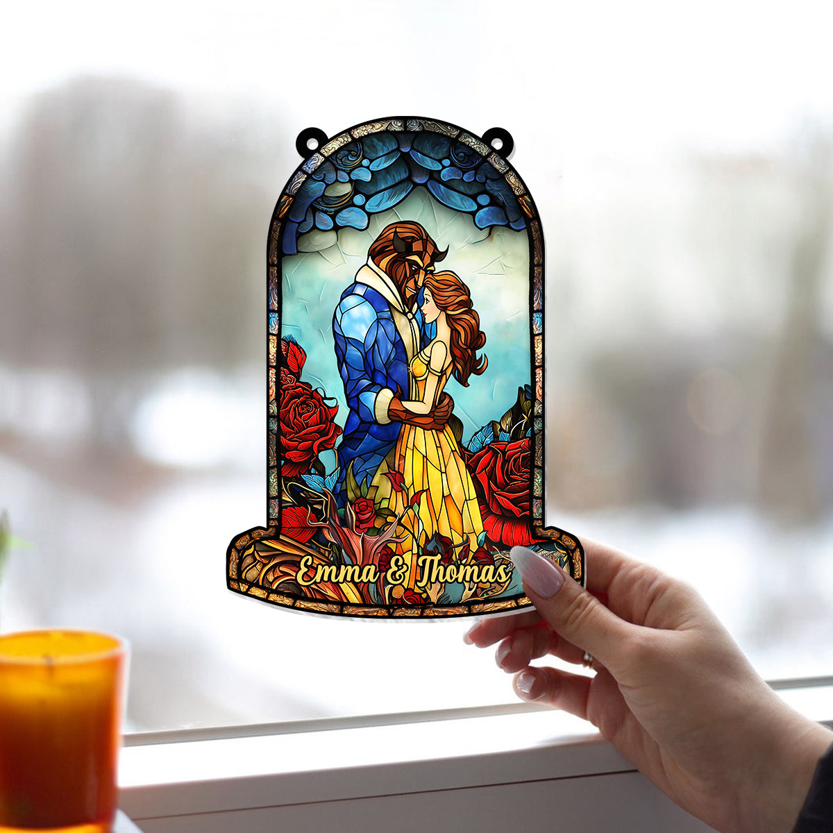 Personalized Couple Suncatcher Ornament Gift for Home Decor Window Hanging Suncatcher Ornament GradoCreations