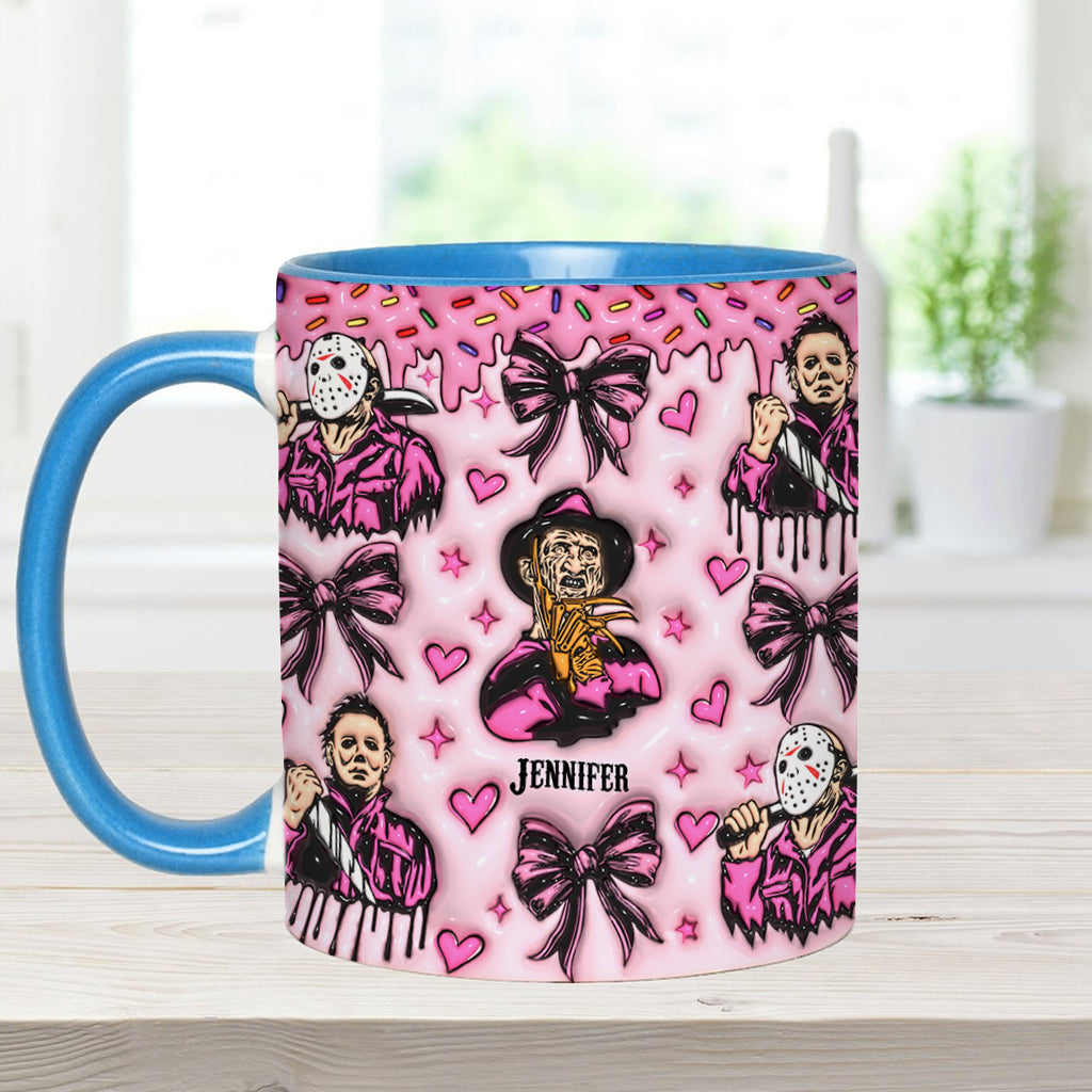 Personalized Pink Halloween Accent Mug with Custom Name Accent Mug GradoCreations