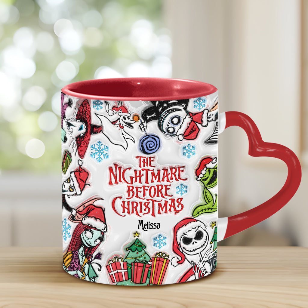 Personalized Nightmare Before Christmas Mug with Heart Handle Heart Handle Mug GradoCreations