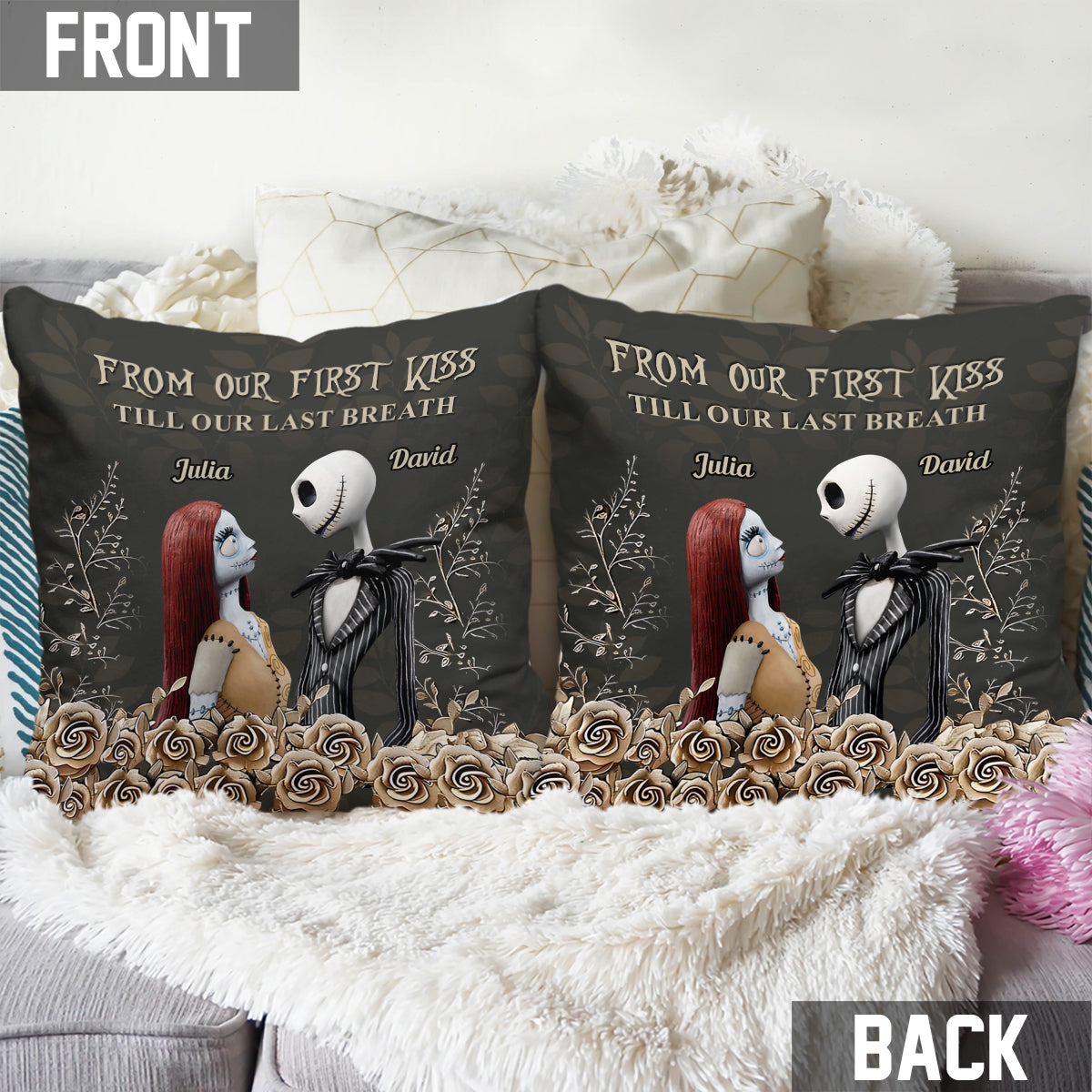 Personalized Nightmare Throw Pillow Custom Name Gift for Couples Throw Pillow GradoCreations