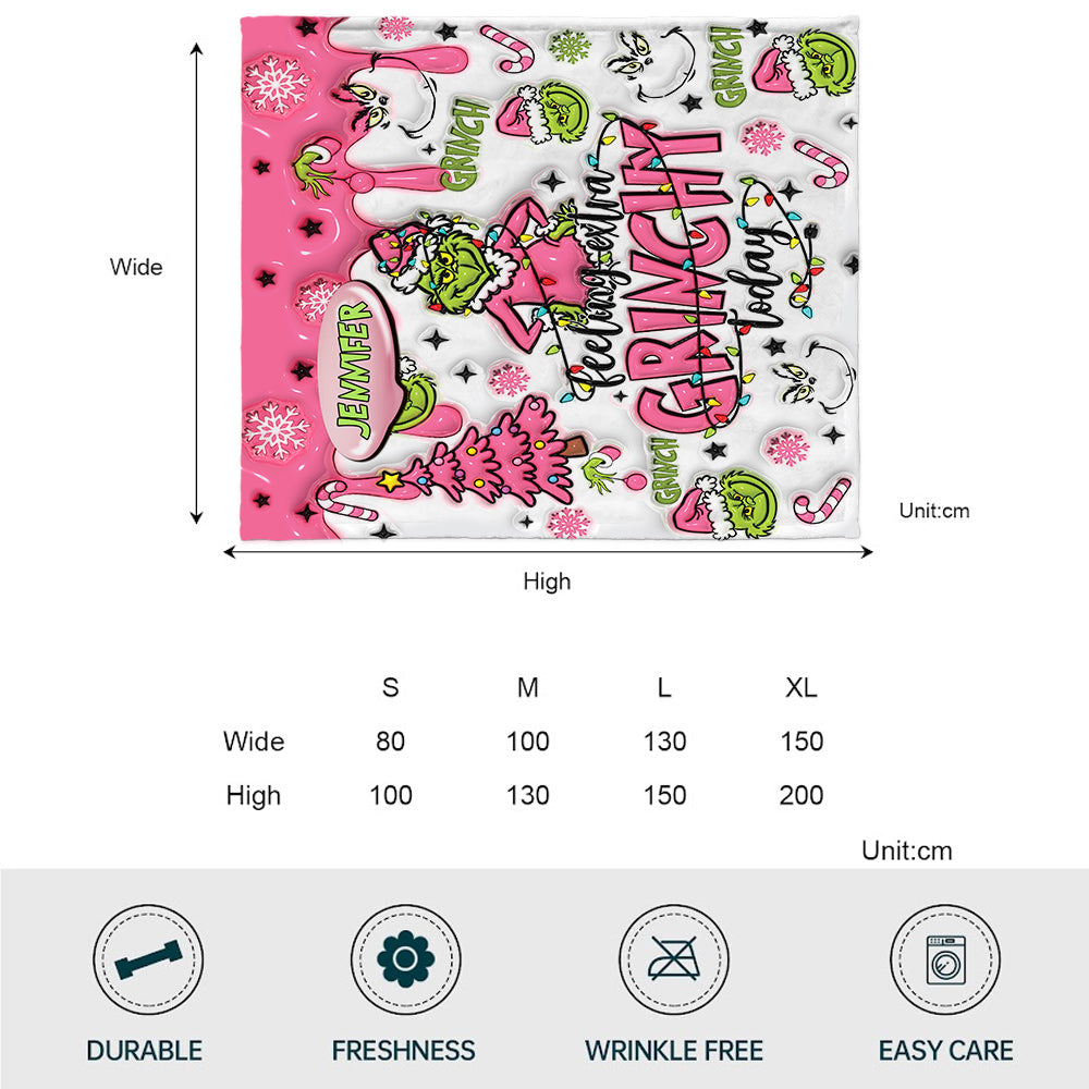 Personalized Grinchy Blanket Custom Name Christmas Gift Blanket GradoCreations