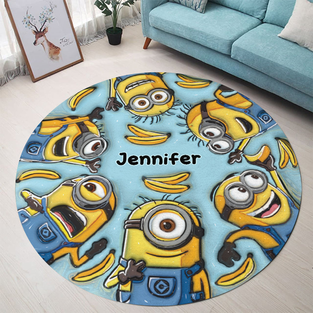 Personalized Minion Round Rug Custom Name Gift for Kids Round Rug GradoCreations