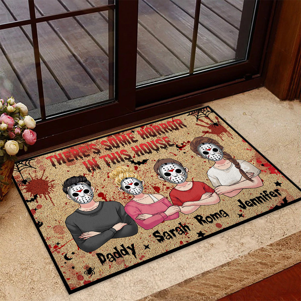 Personalized Halloween Horror Family Doormat Custom Name Gift Doormat GradoCreations