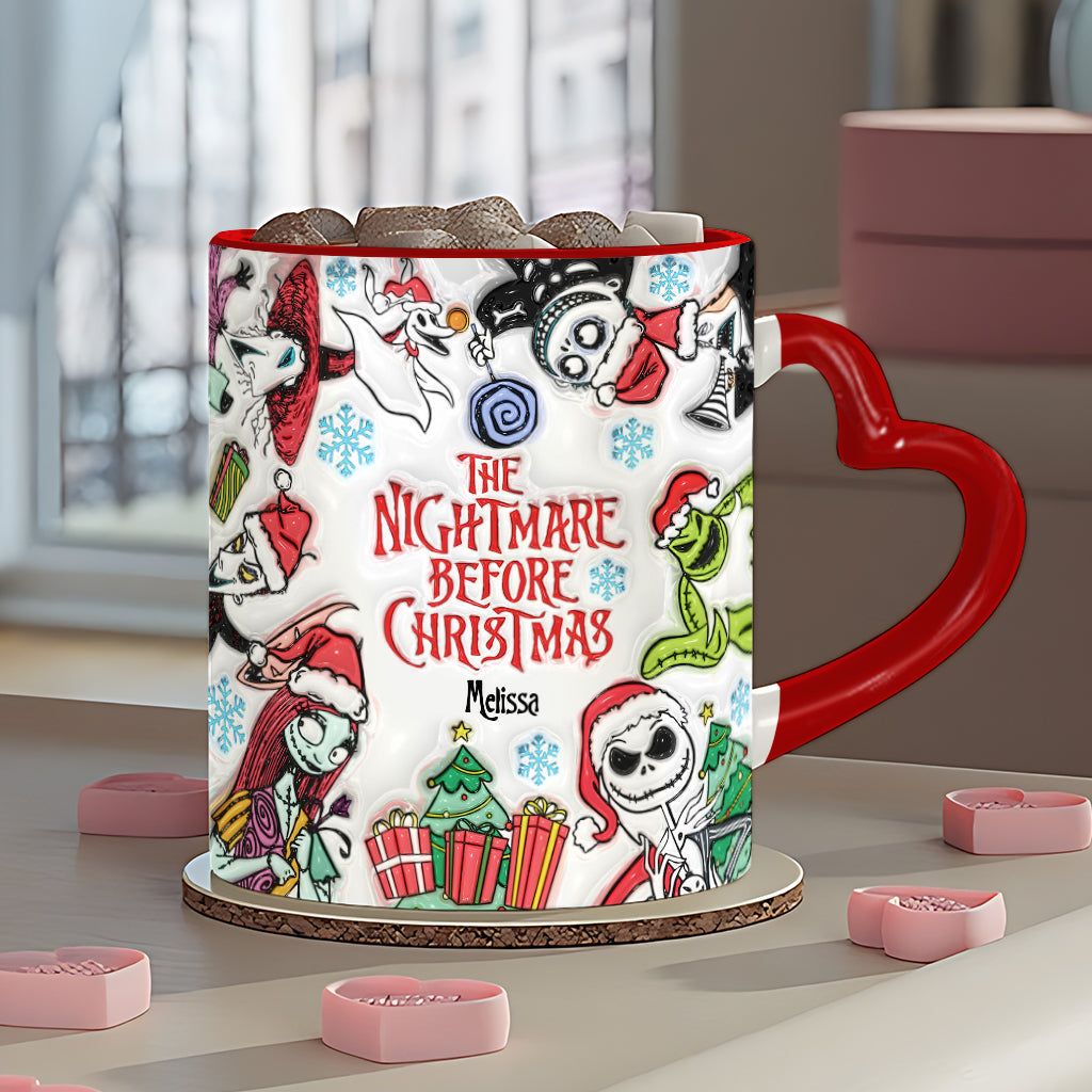 Personalized Nightmare Before Christmas Mug with Heart Handle Heart Handle Mug GradoCreations