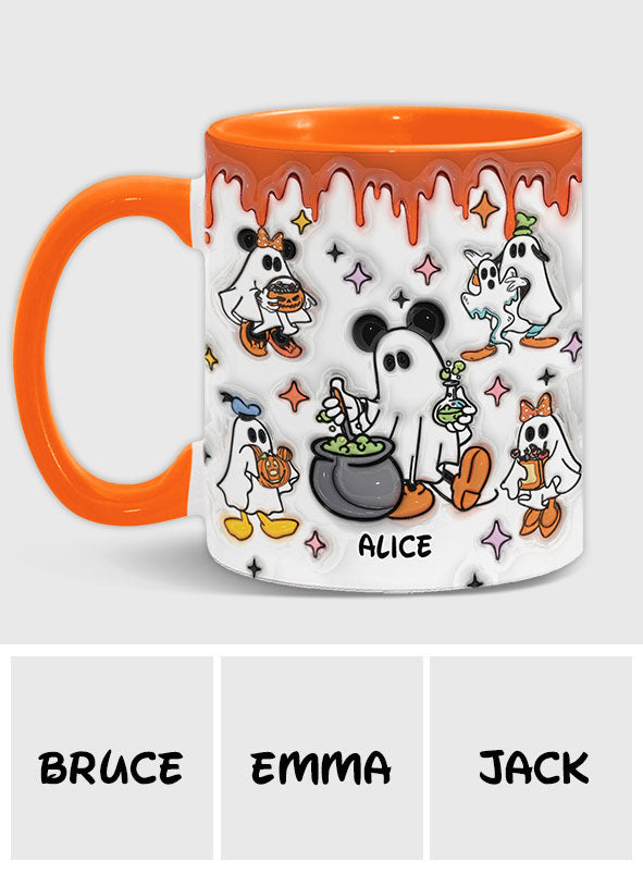 Personalized Spooky Ghost Accent Mug Custom Name Halloween Gift Accent Mug GradoCreations