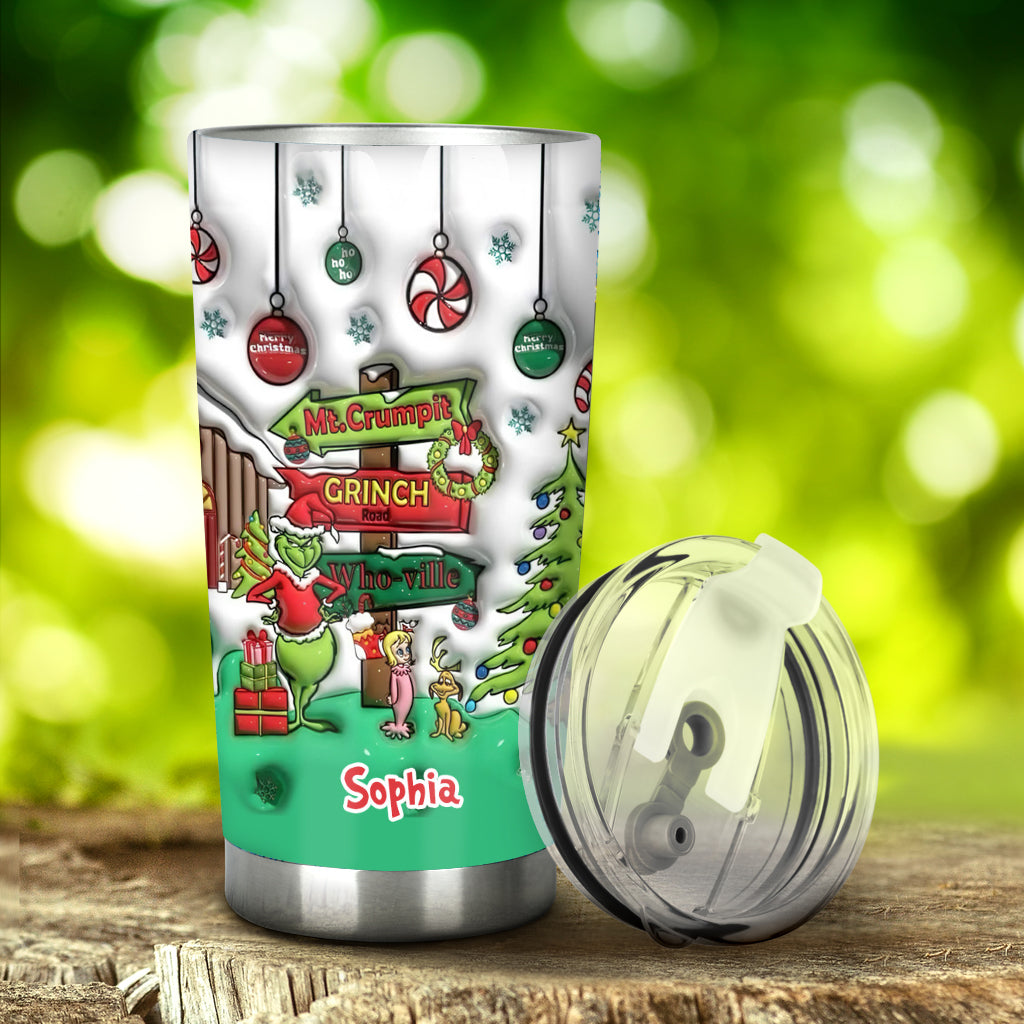 Personalized Grinch Christmas Tumbler Custom Name Gift Tumbler GradoCreations
