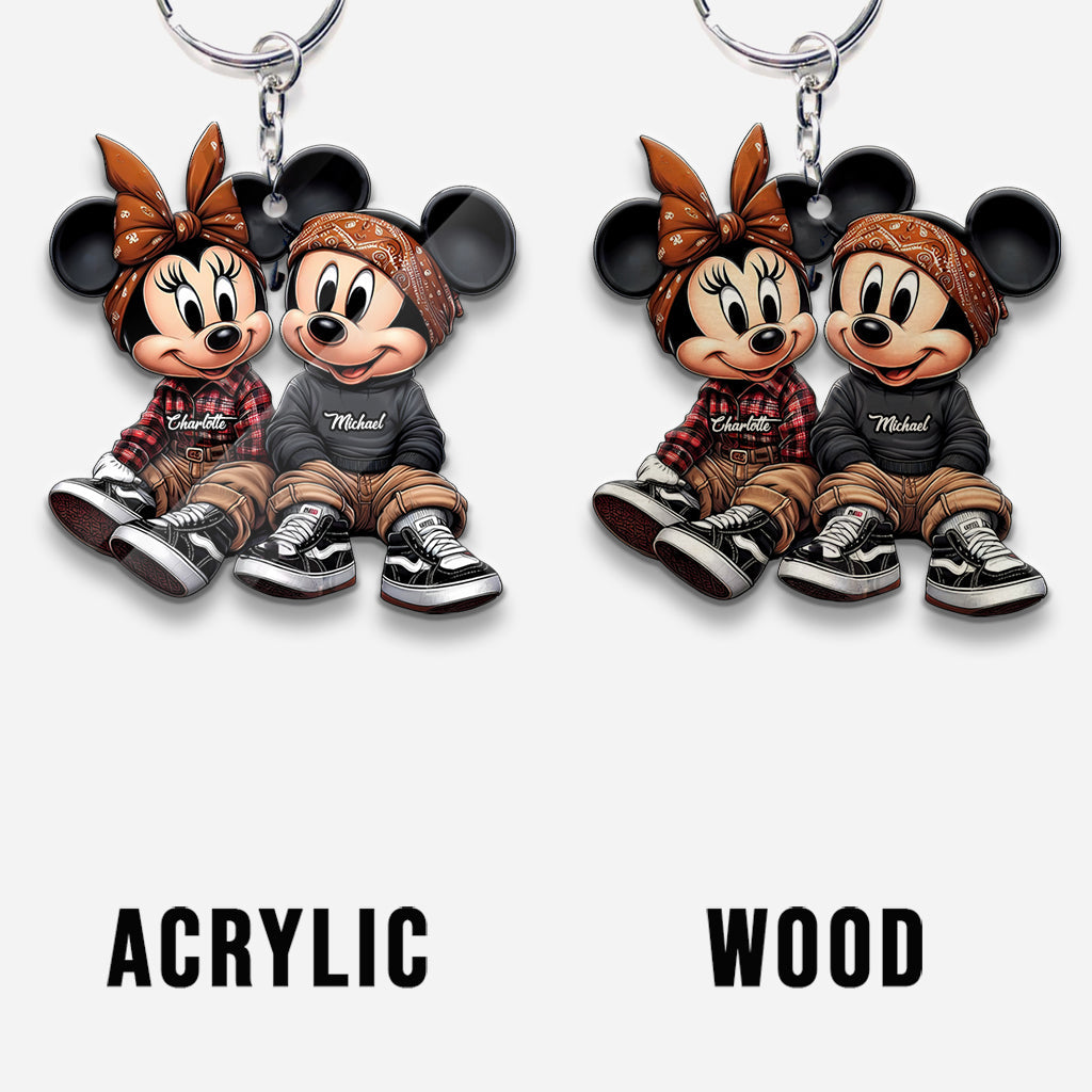 Personalized Chicano Mouse Keychain Custom Couple Gift Keychain GradoCreations