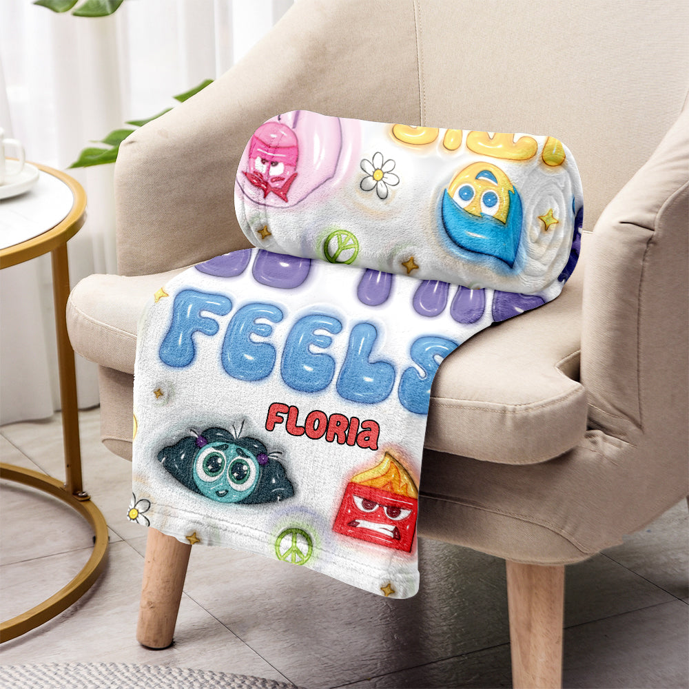 Personalized Flannel Blanket 'It's Okay To Feel All The Feels' Gift for Birthday Graduation Blanket GradoCreations