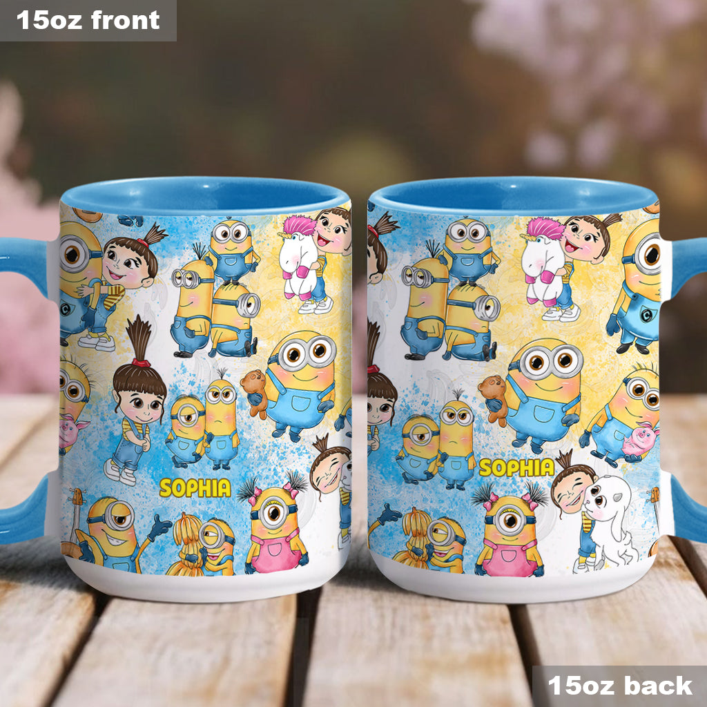 Personalized Yellow Monster Accent Mug for Kids - Custom Name Gift Accent Mug GradoCreations