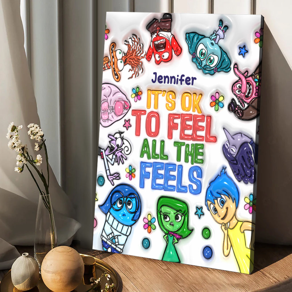 Personalized Canvas Print It's Ok To Feel All The Feels Gift for Kids Canvas And Poster GradoCreations