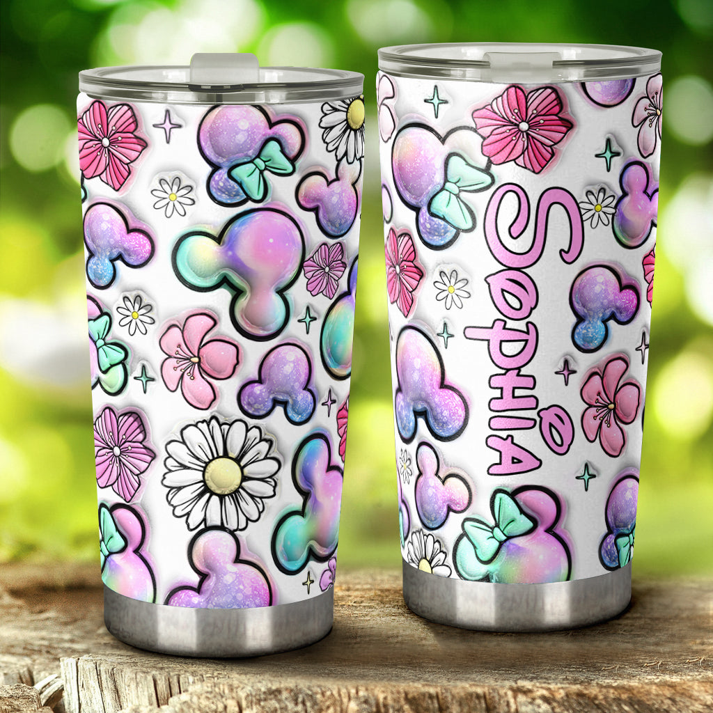 Personalized Tumbler with Puffy Mouse Ears Design Gift Idea Tumbler GradoCreations