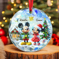 Personalized Round Glass Christmas Ornament with Couple Design Round Shaped Glass Ornament GradoCreations