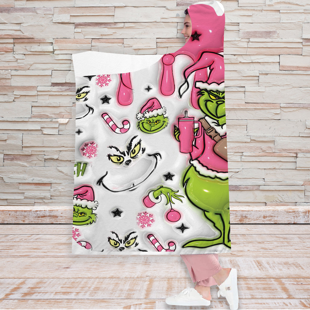 Personalized Grinch Christmas Hooded Blanket Gift for Kids Hooded Blanket GradoCreations