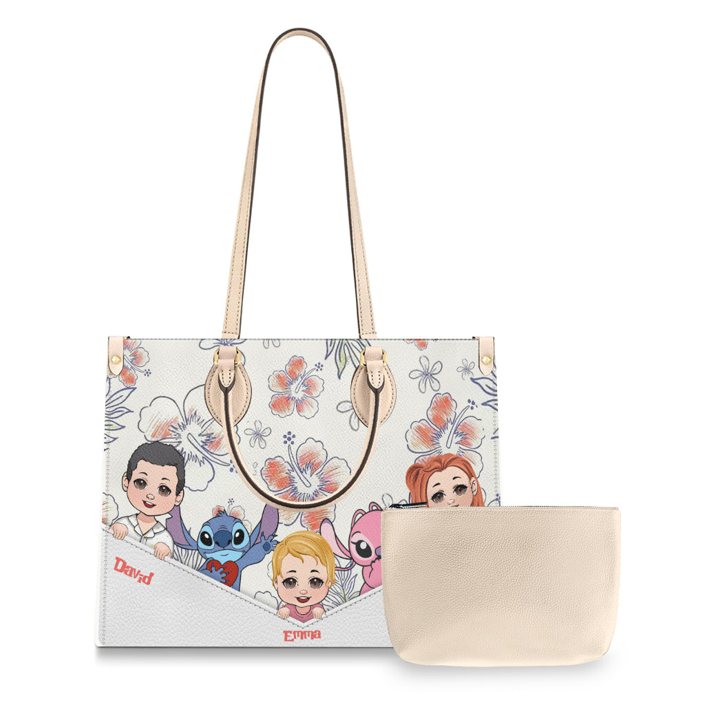 Personalized Leather Handbag for Grandma with Custom Characters Leather Handbag GradoCreations