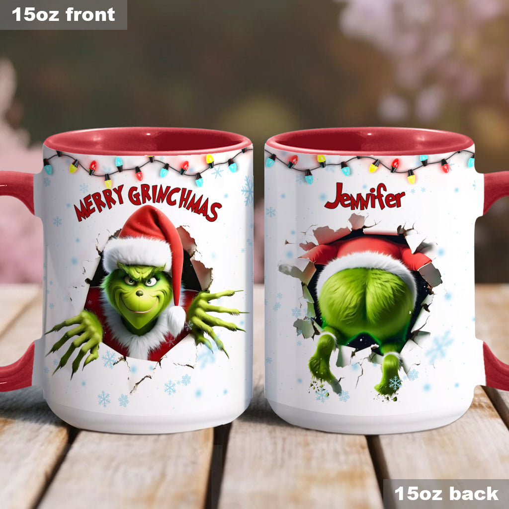Personalized Merry Grinchmas Accent Mug Custom Name Gift Accent Mug GradoCreations