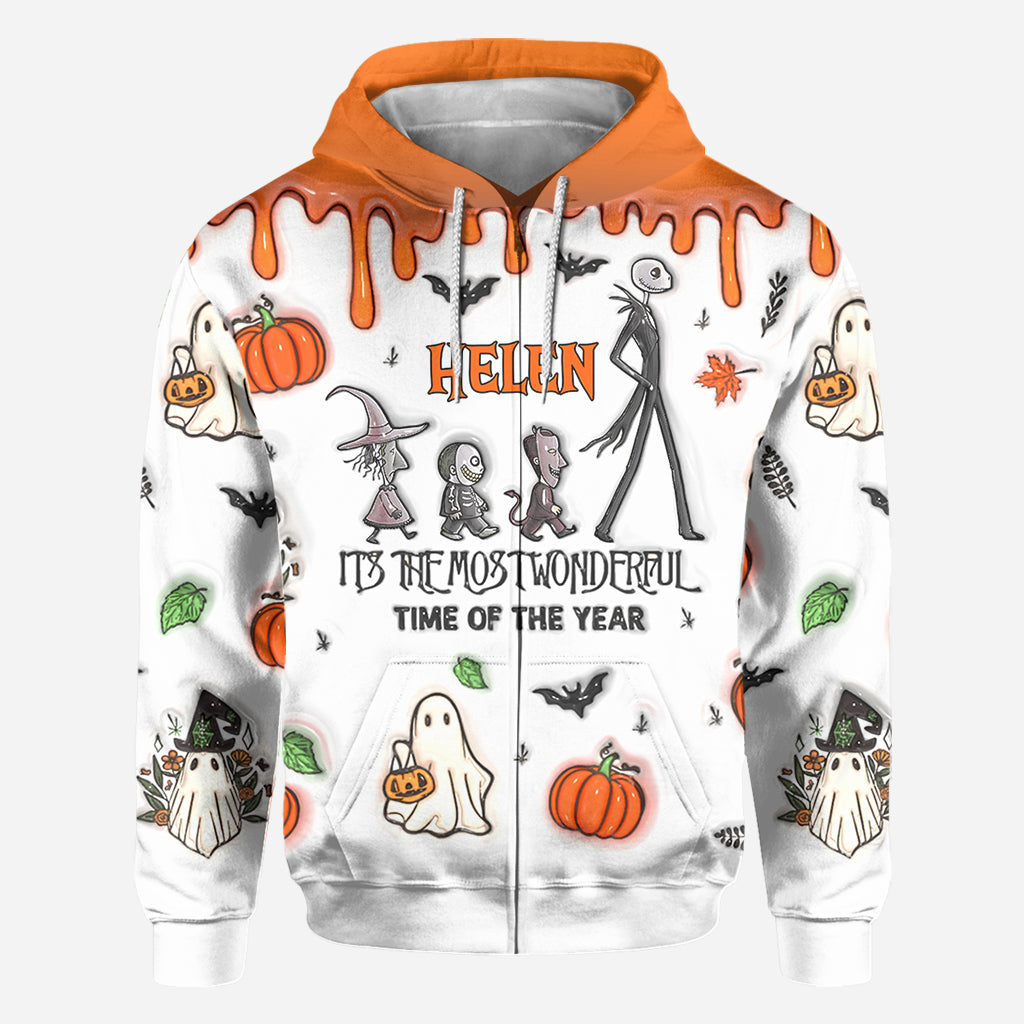 Personalized Autumn Skeleton All Over Shirt Custom Name Halloween Gift All Over Shirt GradoCreations