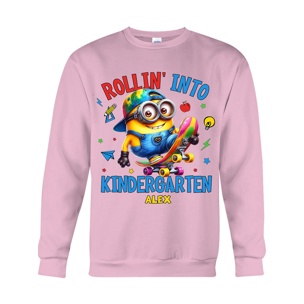 Personalized Kids T-Shirt Rollin Into Kindergarten Custom Name T-shirt & Hoodie GradoCreations