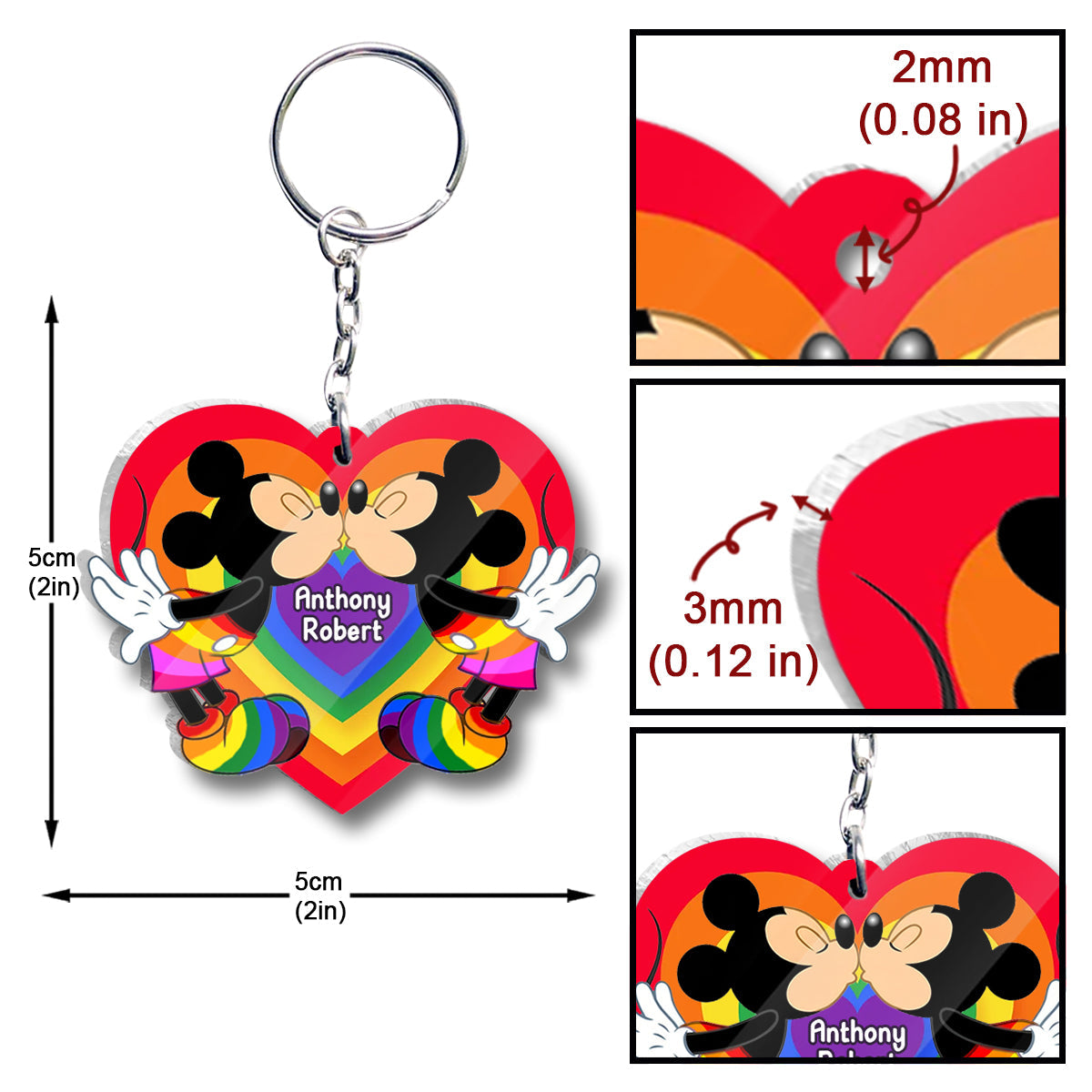 Personalized Acrylic LGBT Support Keychain for Couples | Love Is Love One-sided Keychain GradoCreations