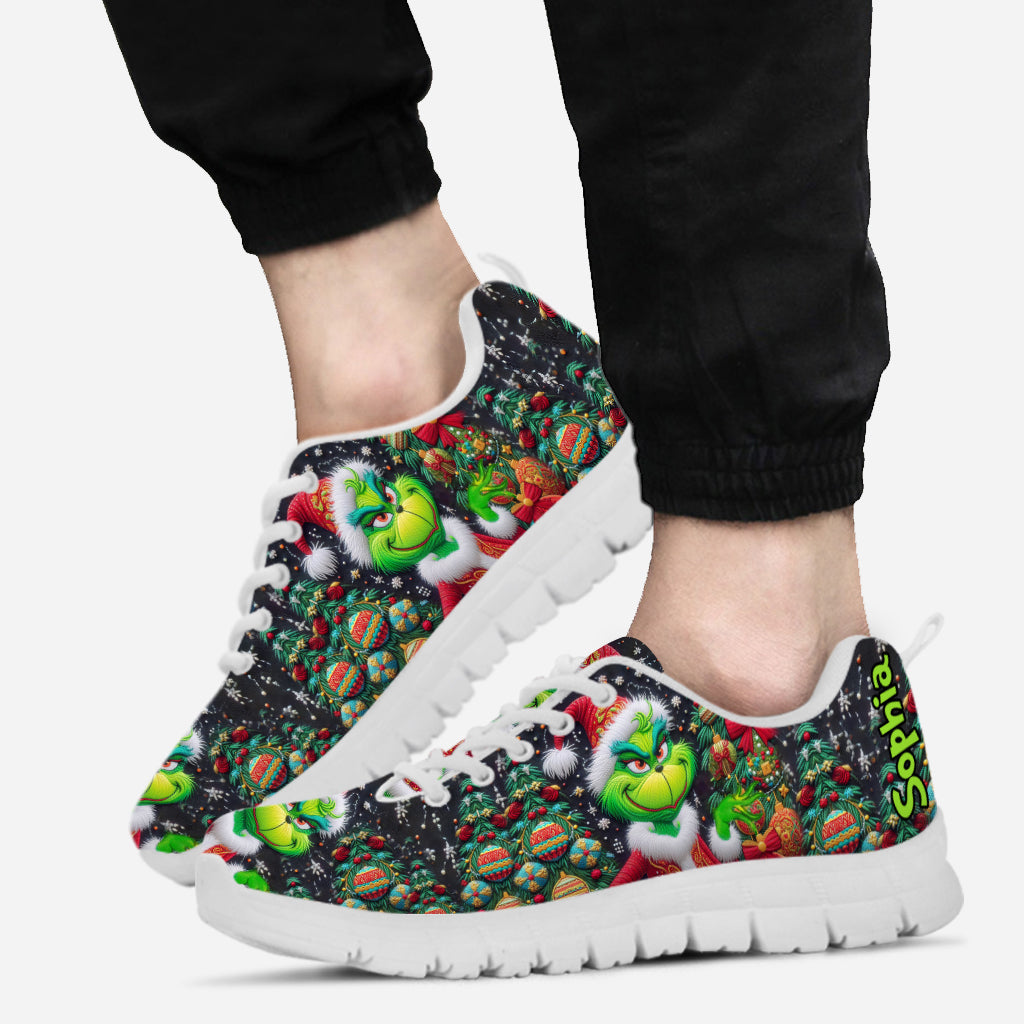Personalized Merry Grinchmas Sneakers Custom Name Christmas Gift Sneakers GradoCreations