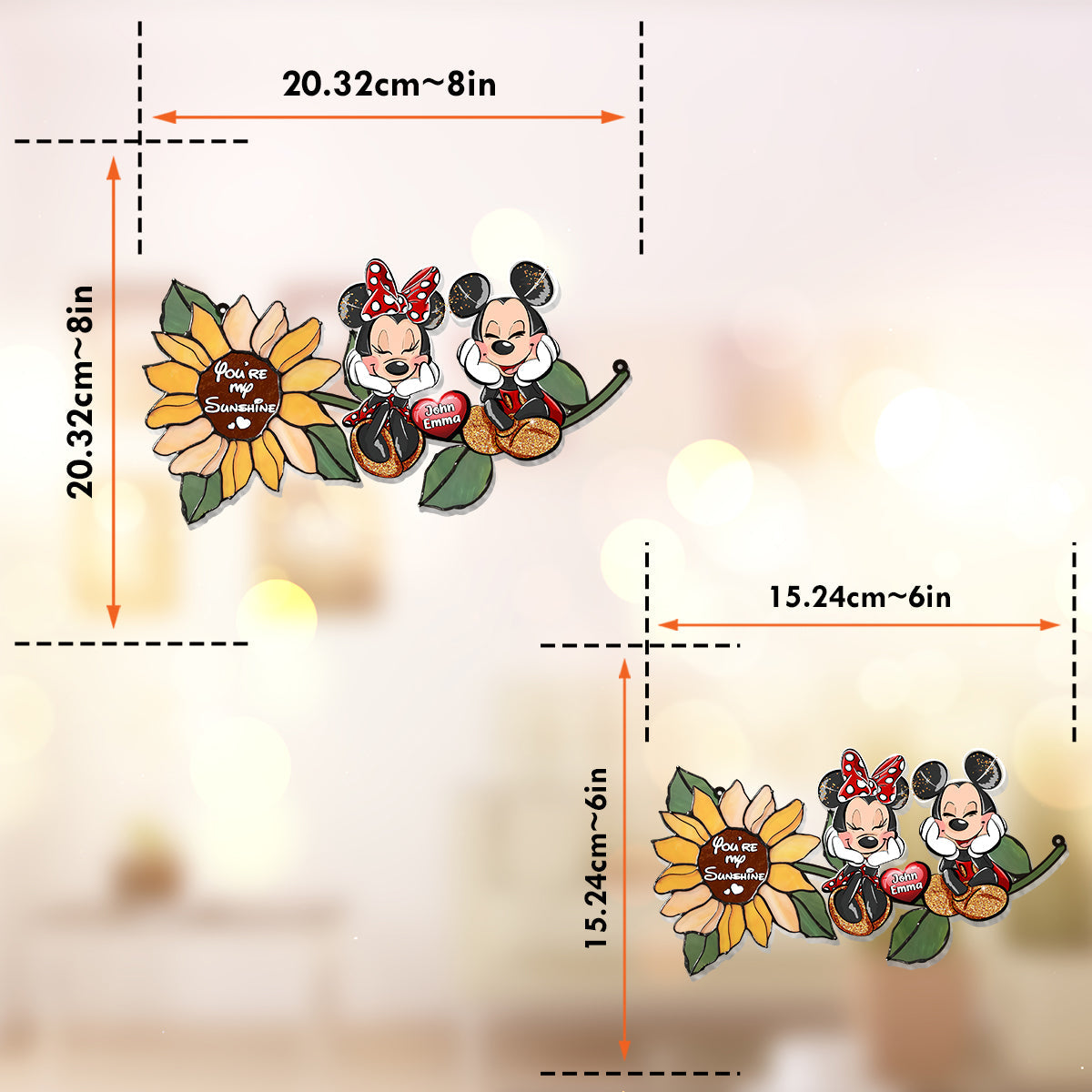 Personalized Sunflower Suncatcher Ornament for Home Decor Window Hanging Suncatcher Ornament GradoCreations