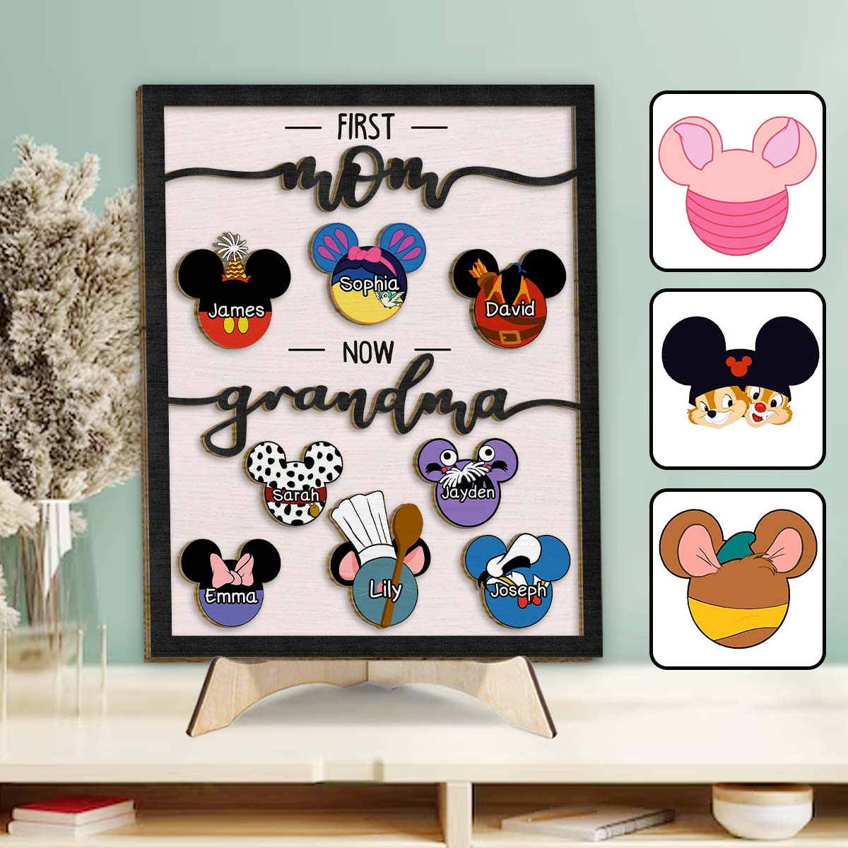 Personalized Grandma Mouse Ears 2 Layered Wood Sign Gift 2 Layered Wood Sign GradoCreations