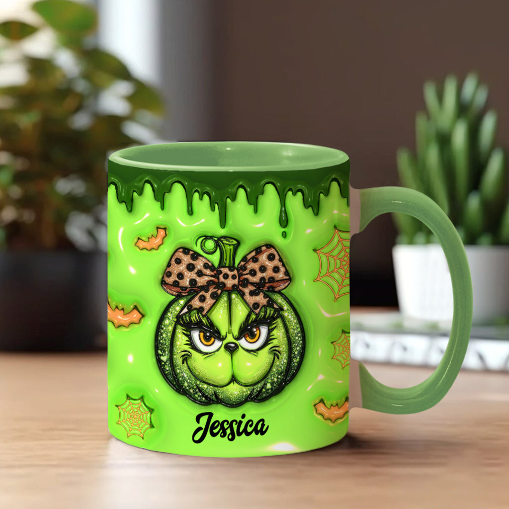 Personalized Grinch Accent Mug Custom Name Holiday Gift Accent Mug GradoCreations