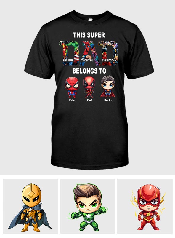 Personalized Super Dad T-shirt Custom Names Gift for Father's Day T-shirt & Hoodie GradoCreations