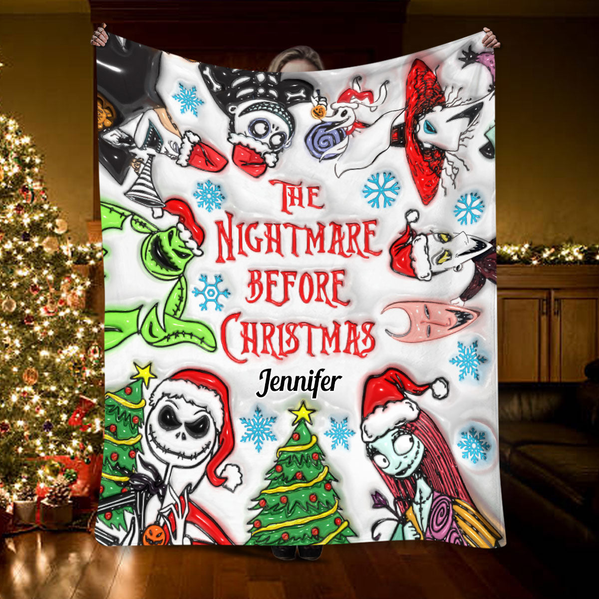 Personalized Nightmare Before Christmas Blanket Gift for Mom Blanket GradoCreations