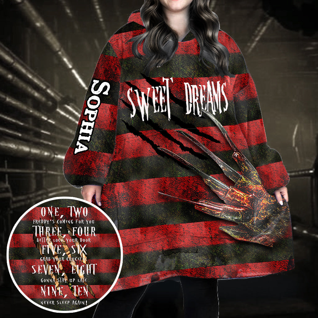 Personalized Sweet Dreams Blanket Hoodie Custom Name Gift for Halloween Blanket Hoodie GradoCreations
