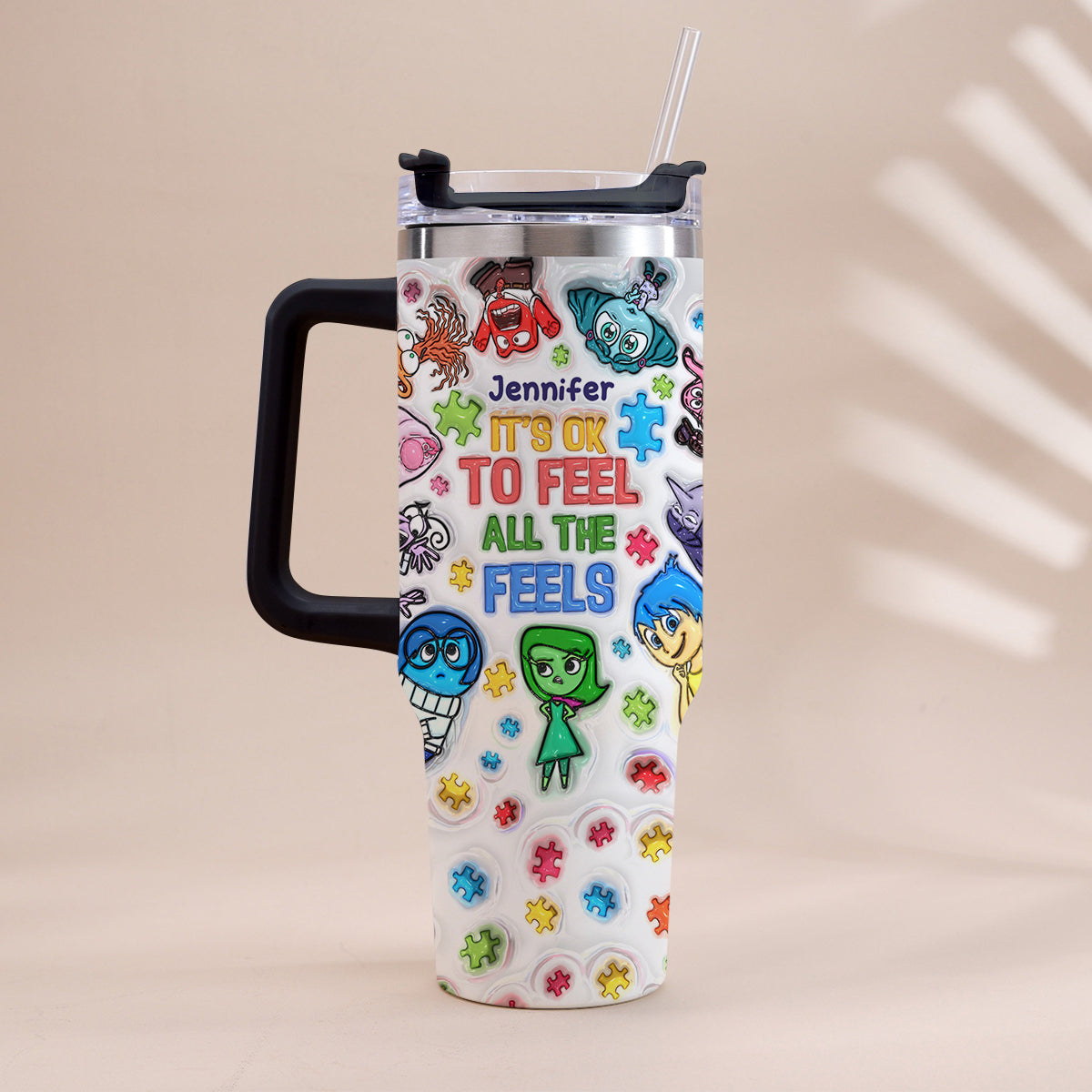 Personalized Autism Awareness Tumbler with Handle for Kids Tumbler With Handle GradoCreations