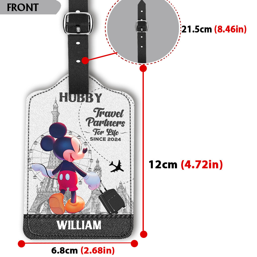 Personalized Leather Luggage Tag Travel Partners Gift for Couples Leather Luggage Tag GradoCreations