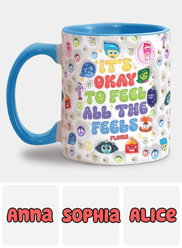 Personalized Accent Mug It's Okay To Feel All The Feels Gift for Friends Accent Mug GradoCreations