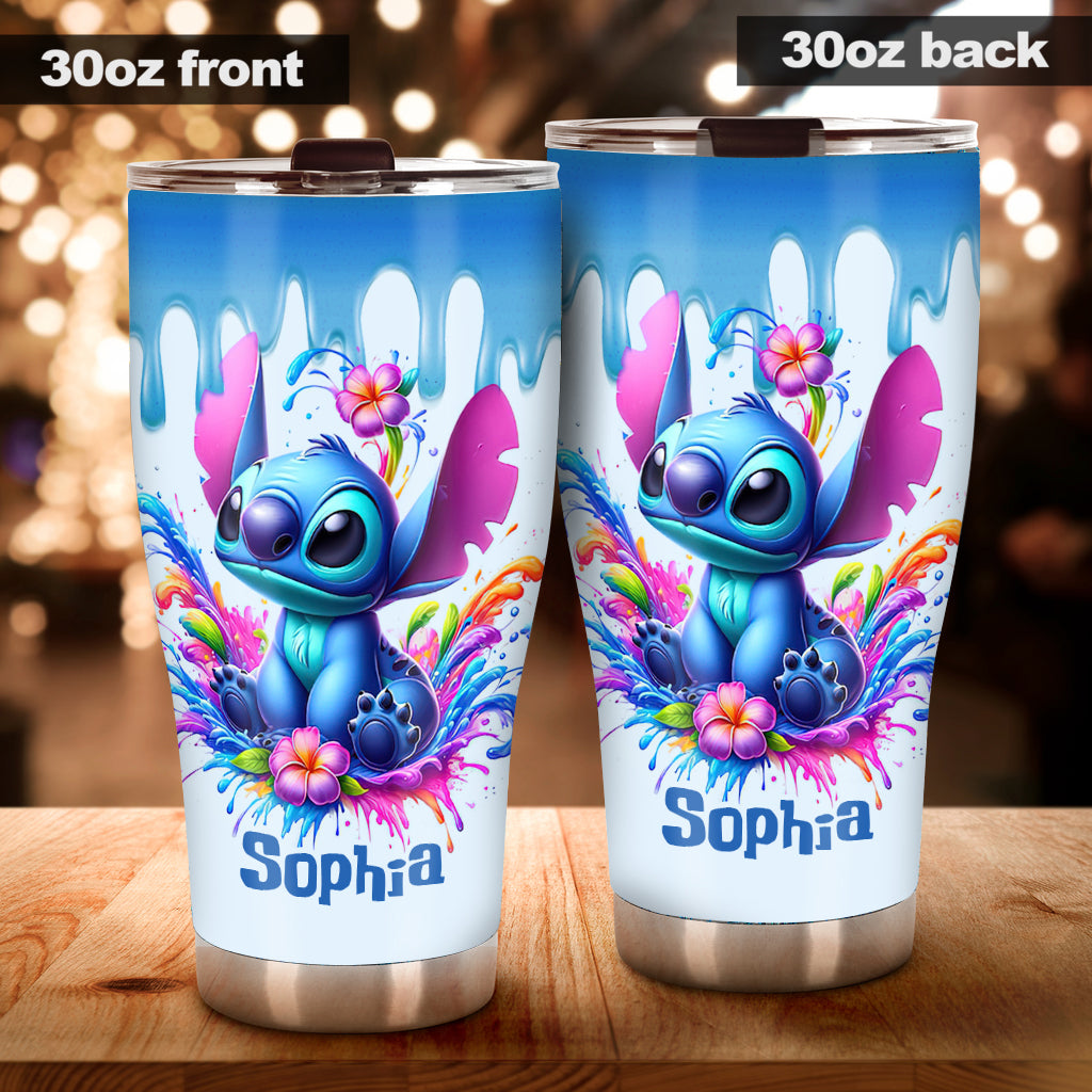 Personalized Blue Ohana Tumbler Custom Name Cool Summer Gift Tumbler GradoCreations
