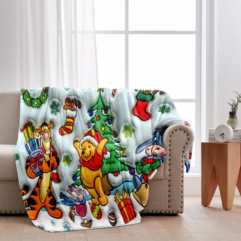 Personalized Holiday Blanket with Disney Characters Custom Name Gift for Kids Blanket GradoCreations