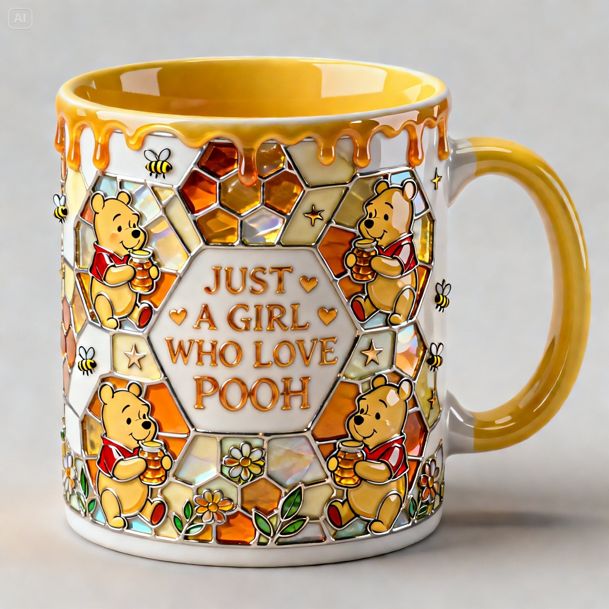 Personalized Honey Bear Accent Mug Gift for Her - Cute Pooh Design Mug GradoCreations