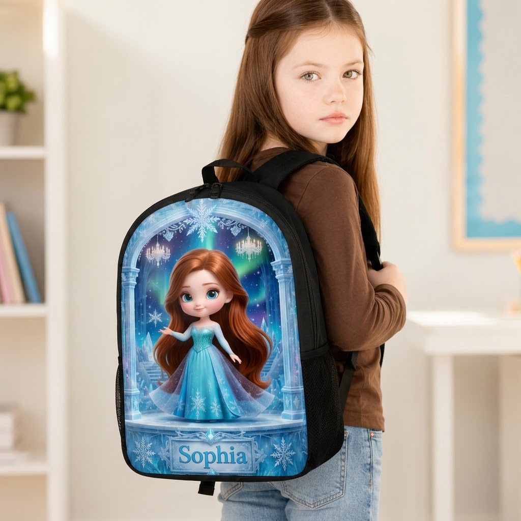 Personalized Princess Avatar Backpack Set for Girls - Custom Name, Lunch Bag & Water Bottle School Bag+ GradoCreations