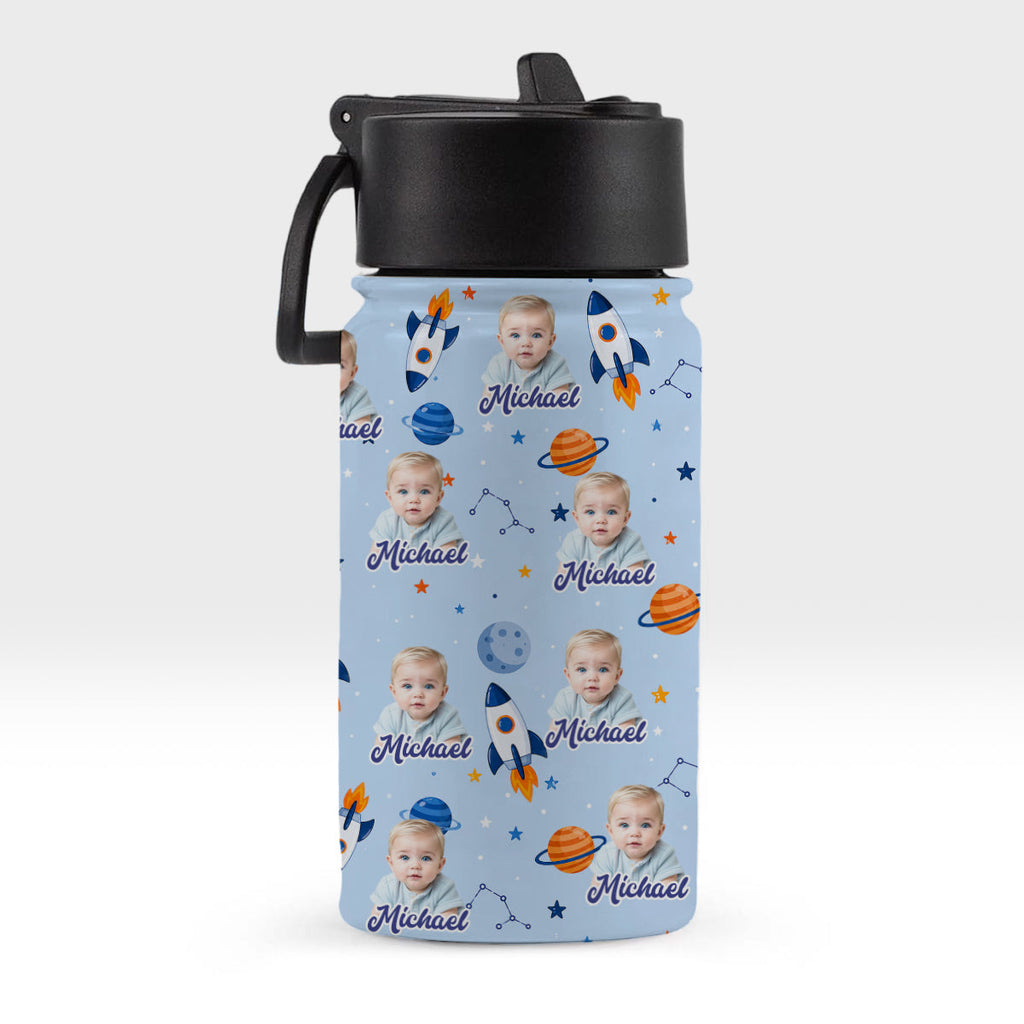 Personalized Kids Water Bottle Custom Photo Back to School Gift HN590 - Kid Water Bottle With Straw GradoCreations