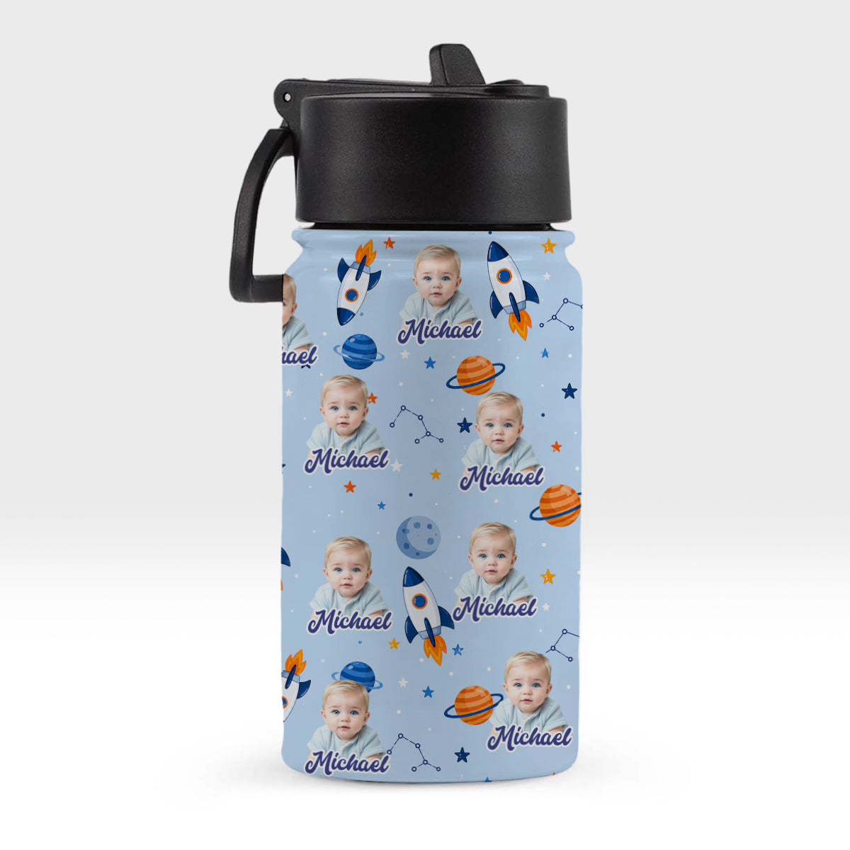 Personalized Kids Water Bottle Custom Photo Back to School Gift HN590 - Kid Water Bottle With Straw GradoCreations
